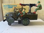 Vtg Japan Modern Toys Tin Litho Battery Op Toy Desert Patrol Jeep W original Box