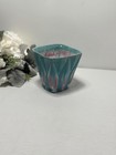 Vintage West Coast California Pottery Square Planter Teal And Pink 5    X 5   