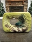 Vintage Royal Copley Koi Gold Fish Chartreuse Planter Vase Ocean Scene