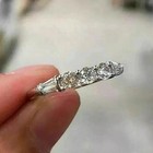2 50ct Round Cut Natural Diamond Solid 14k White Gold Half Eternity Band Ring