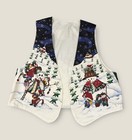 Vtg Christmas Handmade Hand Sewn Vest Open Style Xl Cute Snowmen Ooak Art Quirky