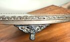 Victorian Large Footed Mirror Vanity Tray Plateau Antique Silver Plated Display