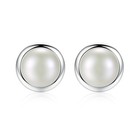 Women 925 Sterling Silver Jewelry Earrings Elegant Simple Natural Pearl 0181