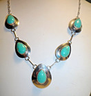 Vintage Rwg 925 Sterling Silver   Turquoise Southwest Necklace   Earrings Set