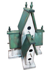 Large Blue Manor Birdhouse Weathered Country Cottage Indoor Outdoor Distressed