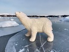 Ceramic Realistic Polar Bear Figurine Art Deco Animal Decor 6 5    L X 4 75    H