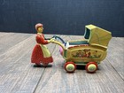 Vintage Haji Tin Litho  Mechanical Wind Up  Mother Pushing A Carraige