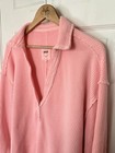 Aerie Waffle Knit Oversized Collared Shirt Pinkish Long Sleeve Womens L