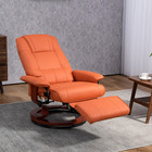 Faux Leather Reclining Lounge Chair Swivel Recliner Sofa Seat W  Wood Base Brown