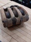 Vintage Wooden Triple Pulley Block - Heavy Iron Hook  Vintage Industrial Nautica