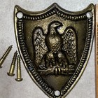 Antique Early Brass Eagle Shield Badge Numbered