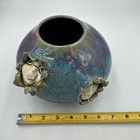 Vintage Always Azul Pottery Villa Grove Company Crack Vase Faces 3d Art Pottery