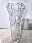 Vintage Cut Crystal Bud Vase     Scalloped Rim   Starburst Pattern   Pedestal Base