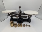 Antique Laboratory Or Apothecary Balance Scale W brass Weights - Cast Iron 1916