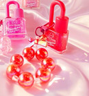 Red Turn Lock Bead Charms With Glitter Lip Gloss Keychain Purse Bag Charm New