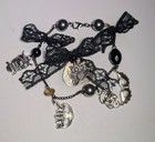 Pretty Gothic One Of A Kind Hand Made Bracelet Brooch Set Jewelry Halloween