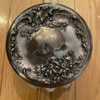 Antique Victorian Sterling Silver Repousse Lid Cut Crystal Vanity Jar