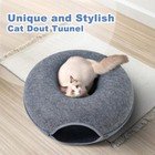 Extra Large Cat Cave Tunnel Bed For Indoor Cats Cat Donut 24x24x11   With 3 Toys