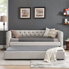 Upholstered Daybed With Trundle Twin full Size Day Bed Tufted Sofa Bed Furniture