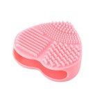 Pink Makeup Brush Cleaner Tool Silicone Heart Shape Scrubber Cosmetic