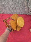 Vintage Folk Art Handcrafted Wooden Carousel  Merry Go Round Toy