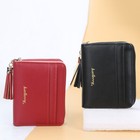Womens Fashion Billfold Wallet Card Holder Leather Tassels Zip Mini Purse Clutch