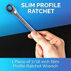7 16 Inch Ratcheting Wrench - Slim Profile - Unbreakable Chrome Vanadium Steel