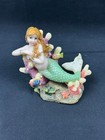 Vintage Reclining Green Mermaid Coral Reef Figurine Small Turtle King Corp 2002