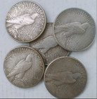 Peace Silver Dollars 1921-1935 Lot Of 5 Uncirculated 90  Silver Coin Mixed Year