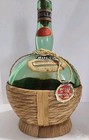 Vtg 1970 Bolla Bardolino Italy Green Glass Wicker Wine Bottle Bullicante Glass