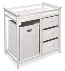Baby Changing Table With Laundry Hamper   Storage - White   Modern Nursery Ch   