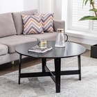 Round Wood Coffee Table Indoor Living Room Lightweight Durable Easy Assembly New