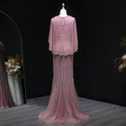 Luxury Mermaid Dubai Evening Dresses With Cape Elegant Women Wedding Party Gown