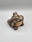 Shigaraki Ware Japanese Pottery Toad Frog With Baby On Back Stoneware Figurine