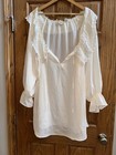 Vtg Victorias Secret Gold Label Ivory Nightgown Lace Collar Sheer M Tradwife