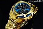 Invicta 50mm Men s Bolt Chronograph Blue Dial Gold Tone Stainless Steel Watch
