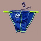 Custom Print Blue Team Usa Sliding Mens Cheeky Swim Bikini Swimwear By H e arts