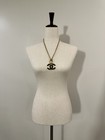 Nib  1225 Authentic Chanel Enamel Cc Logo Necklace Gold brown