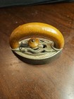 Small Miniature Iron Antique Vintage Ornate Cast Iron 4    Wood Handle 
