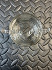Vintage Clear Etched Flower Glass Sugar Bowl With 2 Handles 2 5    Tall