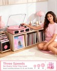 Portable Vinyl Record Player With Built-in Stereo Speakers And Bass Control