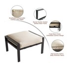 Patio Ottoman Metal Footstool W  Soft Thick Cushion  Small Seat  Beige