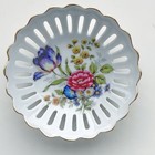 Porcelain Germany Vintage Reutter   Trio Of Small Gold-rimmed Floral Plates 3 