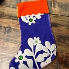 Vintage Handmade Groovy Felt Stocking With Gems