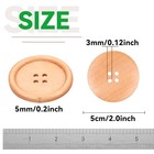 30pcs Round Wood Buttons  4 Holes  Size 50mm  2nch   Ideal 50mm 2 Inch Brown