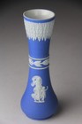 Rare Antique Wedgwood Blue Jasperware Dip Vase 8  H
