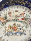 1902 King Edward Vii Coronation Porcelain Plate Queen Alexandra Blue Cobalt