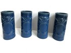 Lot Of 4 Vtg Hawaiian Tiki Mug Tumbler Libbey Ceramic Blue Glazed Barware Totem