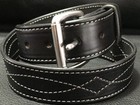 1-1 2 diamond Stitched Genuine Real Leather Dress Gun Belt Strap Buckle_amish 