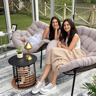 Vixlon Wicker Patio Outdoor Furniture Porch Chairs Set Indoor Papasan Chair Set